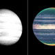 Left: Pioneer 10's view of Jupiter in March 1973. Right: Webb Telescope’s view of Jupiter in July 2022.